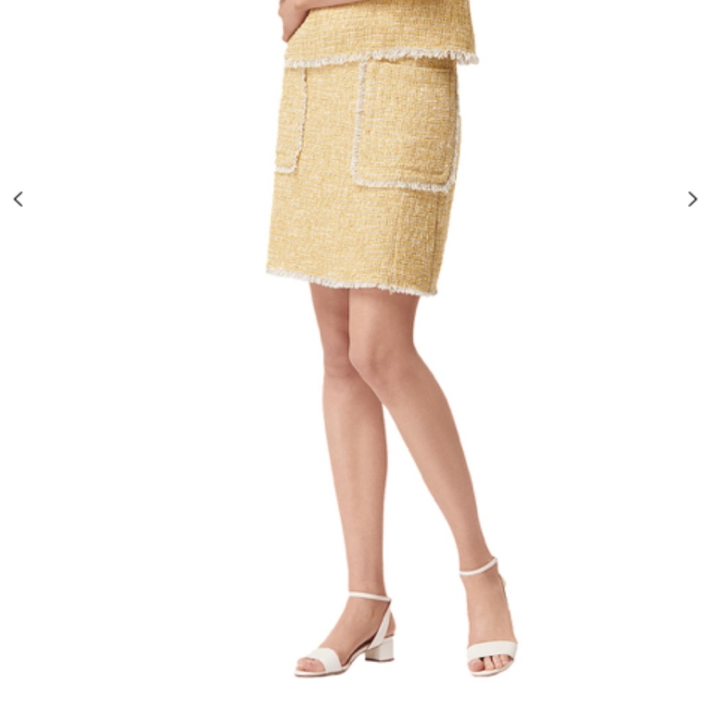 L.K. Bennett Rafia Linton Tweed Skirt, Ochre USA 6